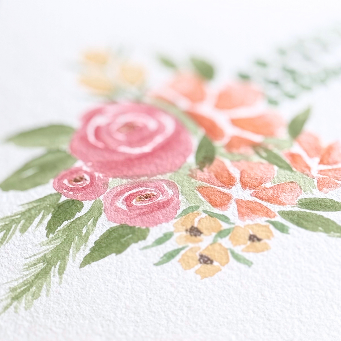 Detailed image of Rose Watercolor Floral Painting.