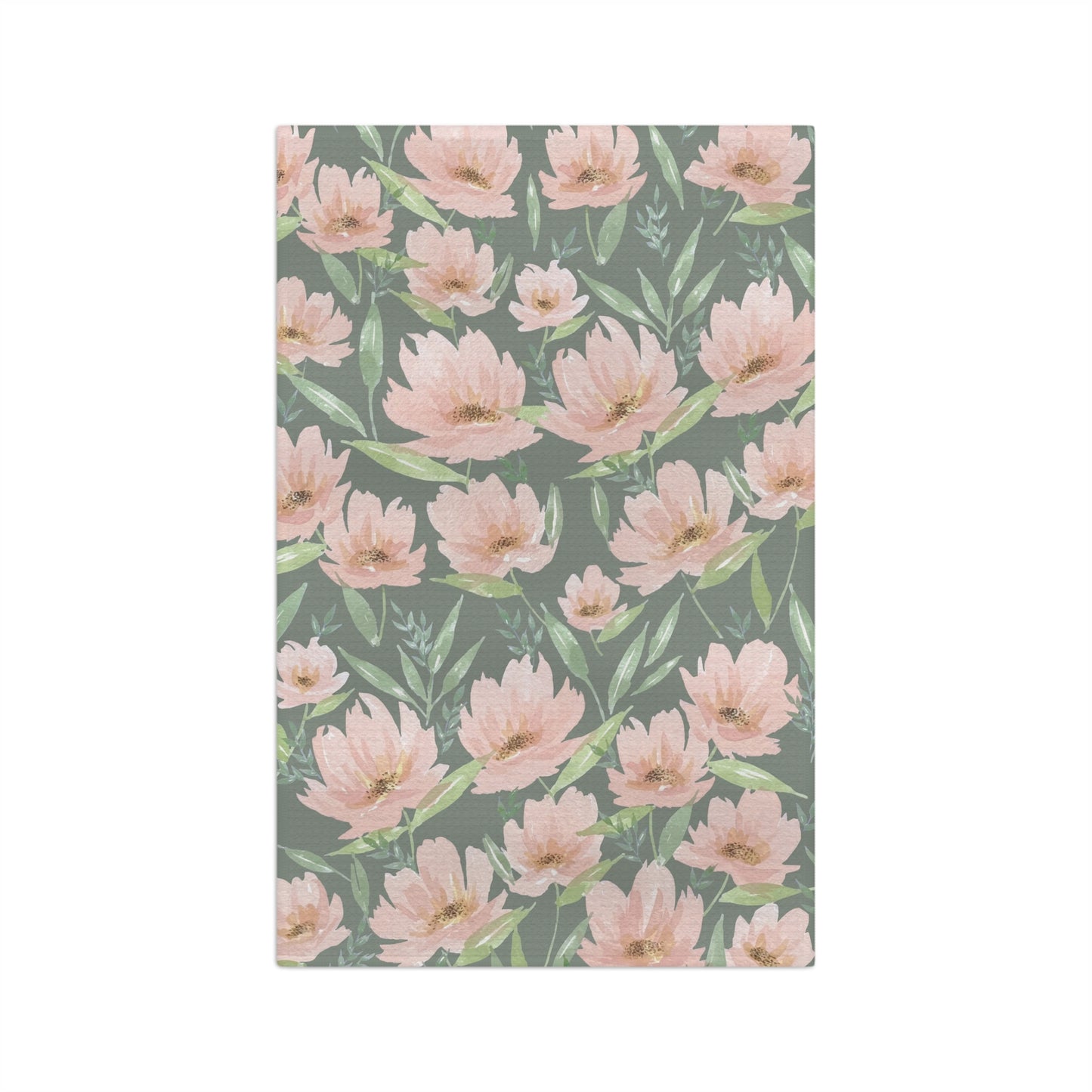 Sage Garden | Watercolor Floral Tea Towel — Sage Green Kitchen Linen