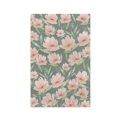 Sage Garden | Watercolor Floral Tea Towel — Sage Green Kitchen Linen