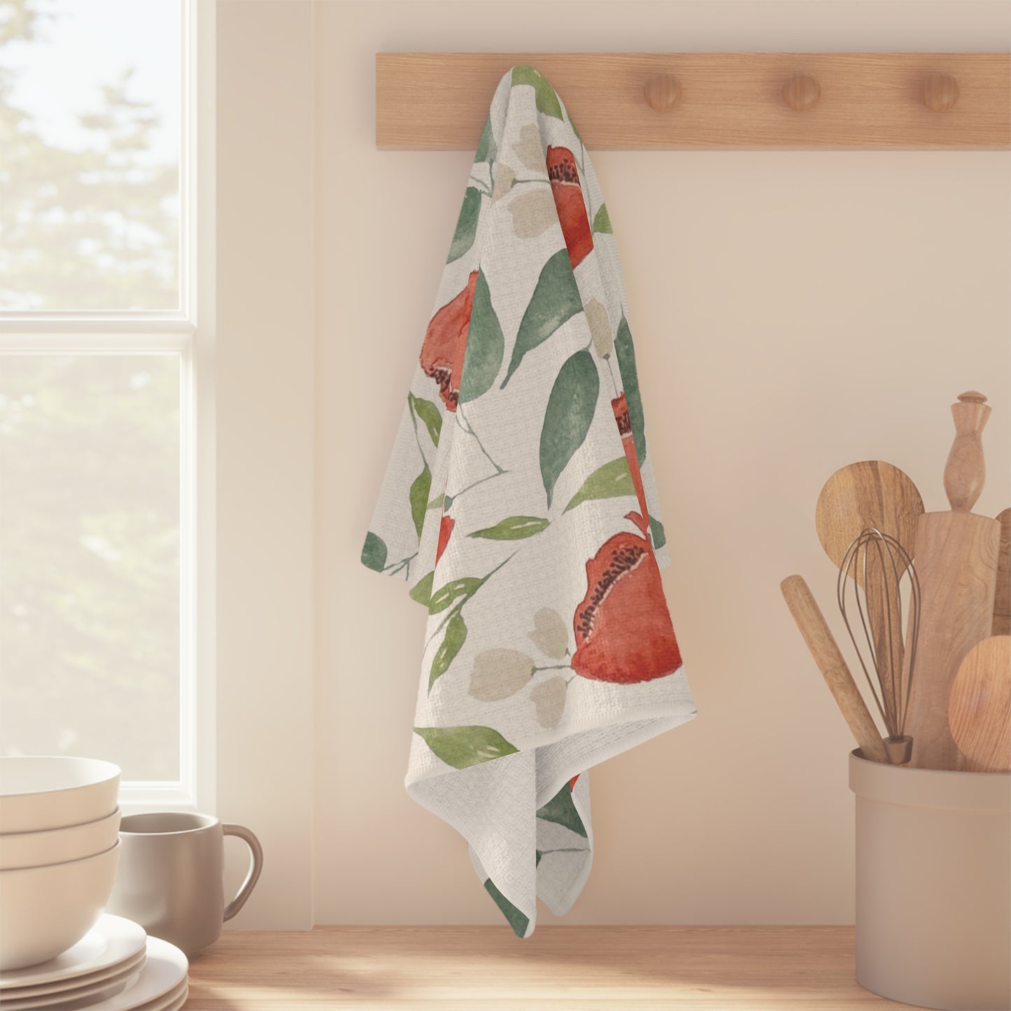Crimson Blooms Microfiber Tea Towel