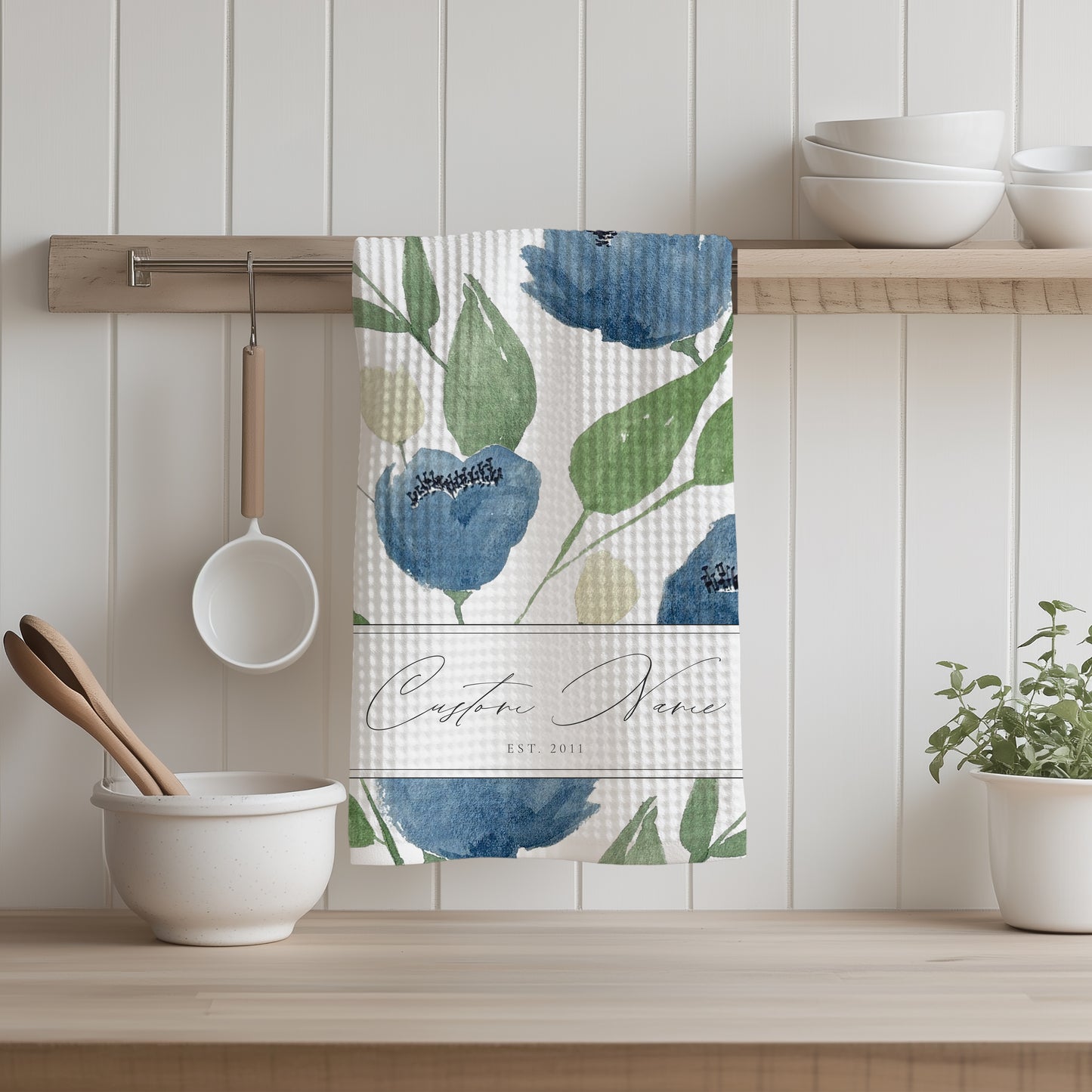 Personalized Midnight Blooms Microfiber Tea Towel