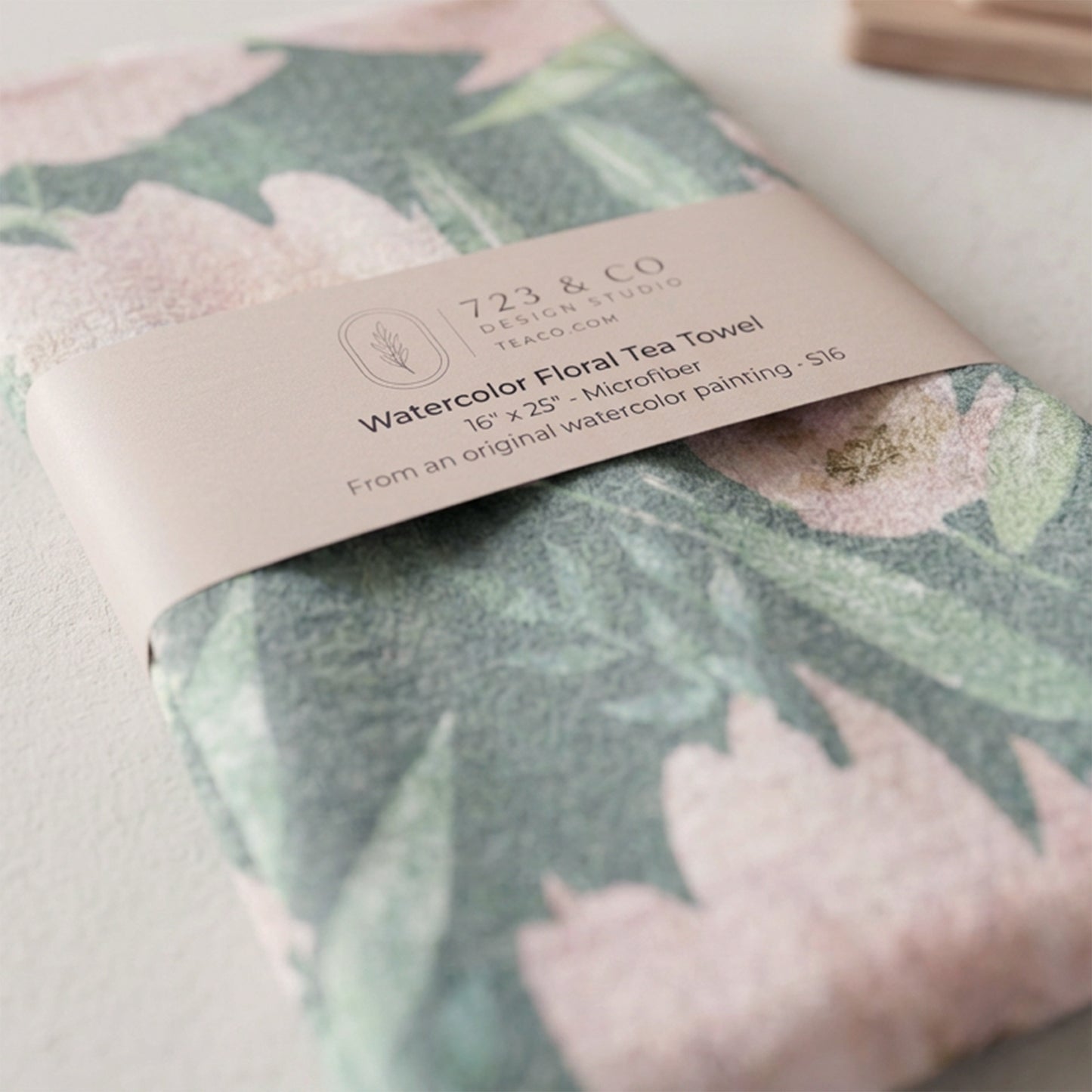 Sage Garden | Watercolor Floral Tea Towel — Sage Green Kitchen Linen