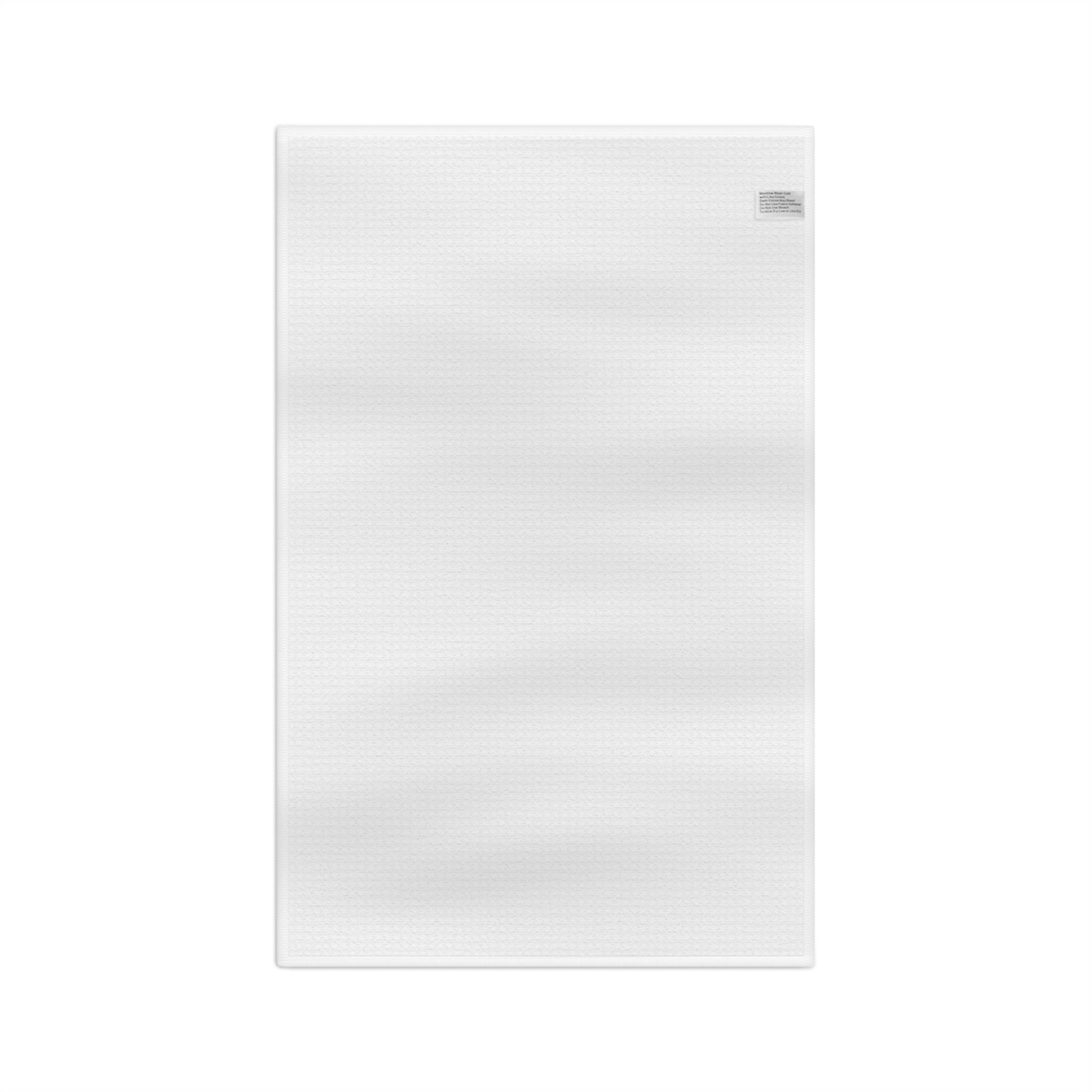 Reverse side of Midnight Blooms microfiber tea towel with sewn-in care label — 723 & Co. Design Studio