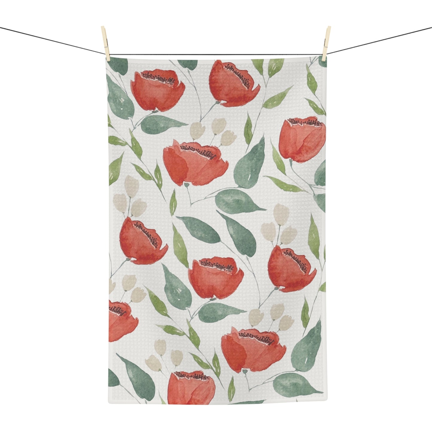 Crimson Blooms Microfiber Tea Towel