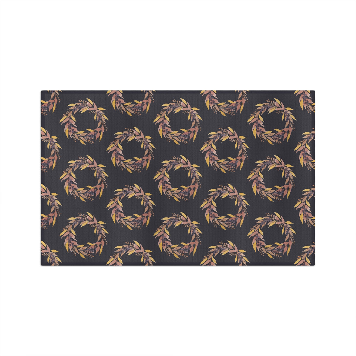 Gather watercolor autumn wreath tea towel full pattern — fall kitchen linen by 723 & Co. Design Studio