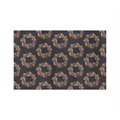Gather watercolor autumn wreath tea towel full pattern — fall kitchen linen by 723 & Co. Design Studio