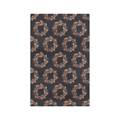 Harvest Wreath watercolor tea towel full pattern — fall kitchen linen by 723 & Co. Design Studio