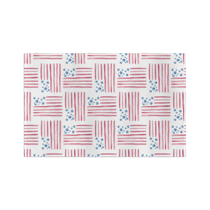 Red, White and Bloom watercolor flag tea towel full repeat pattern — patriotic kitchen linen by 723 & Co. Design Studio