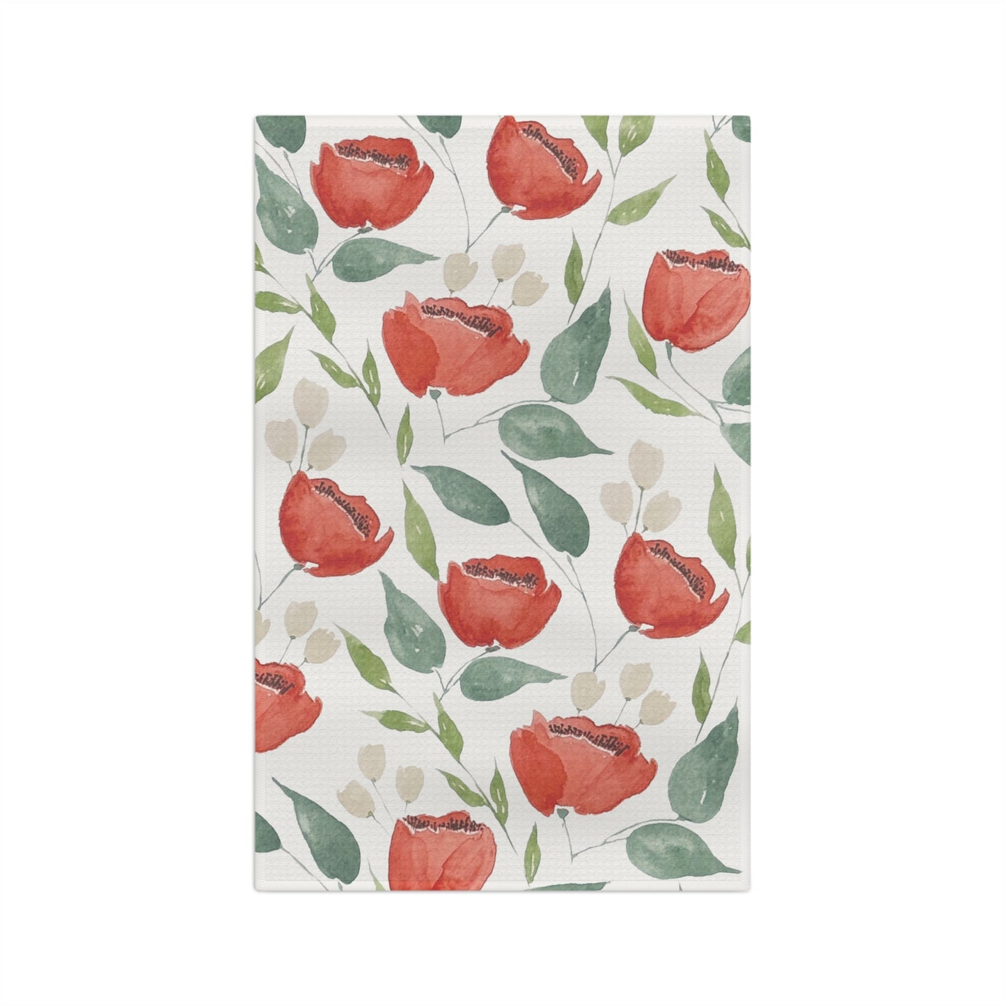 Crimson Blooms Microfiber Tea Towel