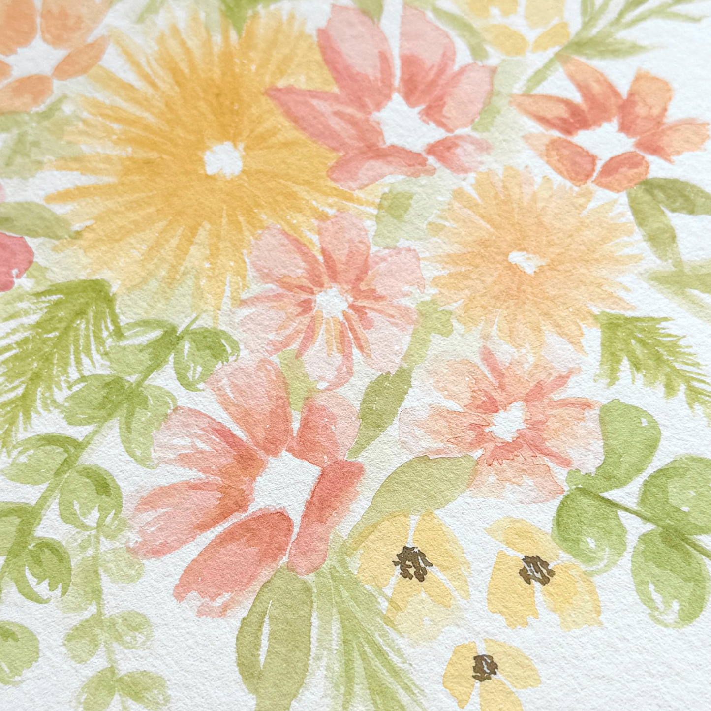 Detailed image of Custom watercolor floral painting. 
