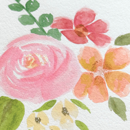 Detailed image of rose watercolor floral painting. 
